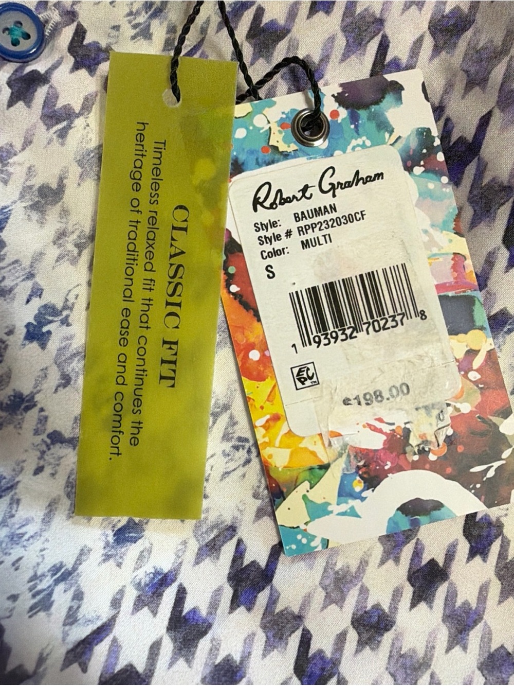 NWT Robert Graham BAUMAN $198 Small Classic Fit Short Sleeve - Picture 4 of 12